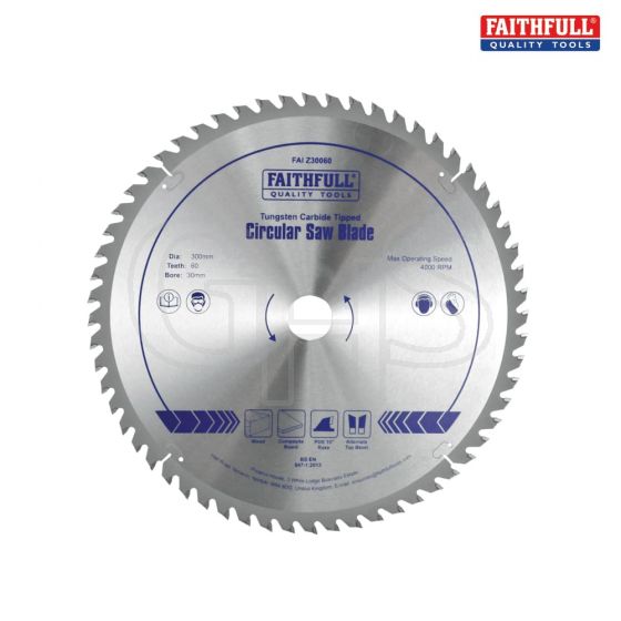 Faithfull Circular Saw Blade 300 x 30mm x 60T Fine Finish - FAIZ30060