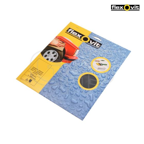 Flexovit Waterproof Sanding Sheets 230 x 280mm Medium 240g (3) - 63642526302