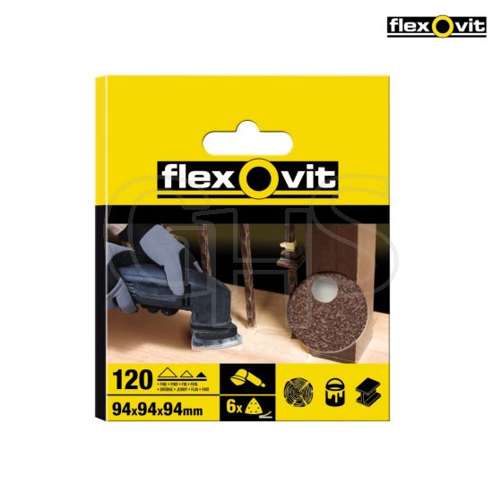 Flexovit Delta Hook & Loop Sanding Sheets 94mm Fine 120g (6) - 63642526401