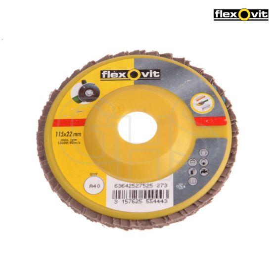 Flexovit Flap Disc For Angle Grinders 115mm 80g (1) - 63642527526