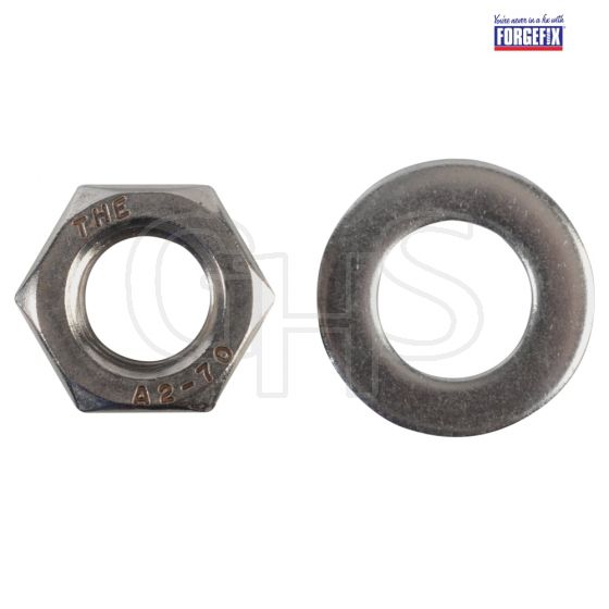 Forgefix Hexagonal Nuts & Washers A2 Stainless Steel M12 Forge Pack 6 - FPNUT12SS