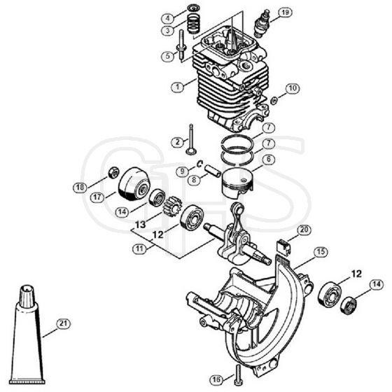 Genuine Stihl FR130 T / A - Cylinder, Engine pan