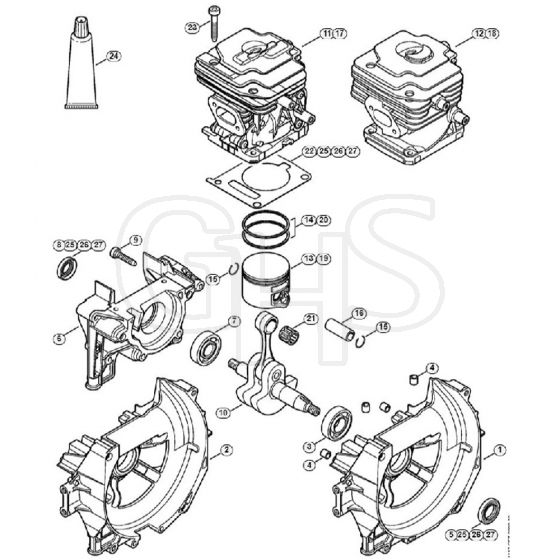 Genuine Stihl FR460 TC-EM / A - Crankcase, Cylinder