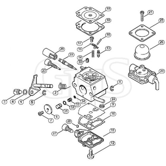 Genuine Stihl FR85 T / L - Carburetor C1Q-S63 (15.2003)