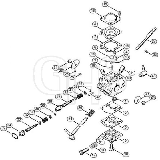 Genuine Stihl FS40 - 4130 / F - Carburettor WT-327 (11.97)