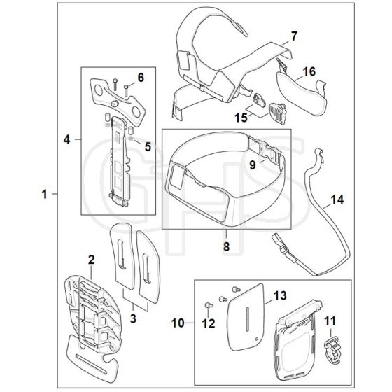 Stihl FS411 C-EM - Forestry Harness Advance X-Treem - Parts Diagram