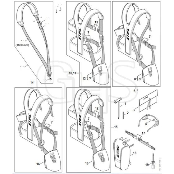 Stihl FS460 C-EM - Tools, Full Harness - Parts Diagram