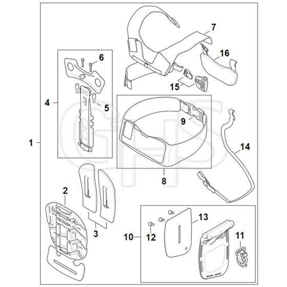 Stihl FS461 C-EM - Forestry Harness Advance X-Treem - Parts Diagram