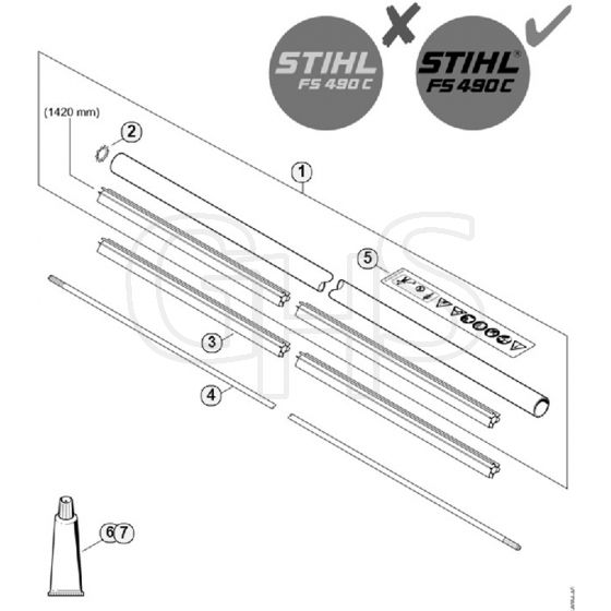 Genuine Stihl FS490 C-EM L / P - Drive tube assembly FS 490 C-EM L