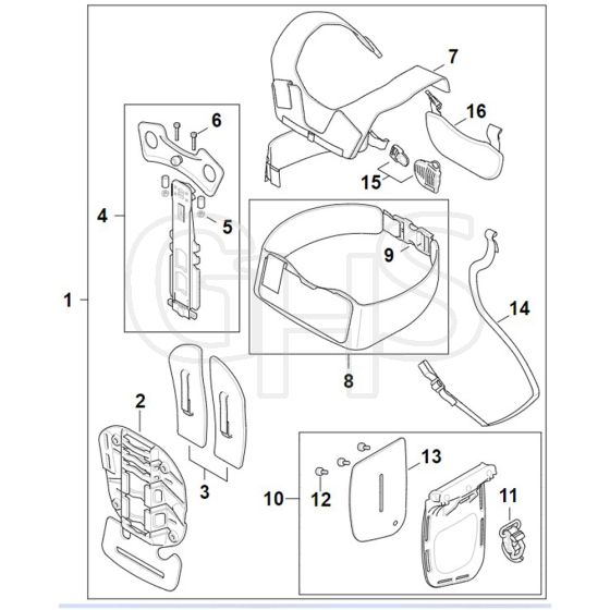 Stihl FS491 C-EM - Forestry Harness Advance X-Treem - Parts Diagram