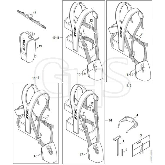 Stihl FS491 C-EM - Tools, Full Harness - Parts Diagram