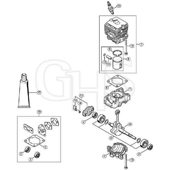 Genuine Stihl FS50 - 4144 / A - Crankcase, Cylinder