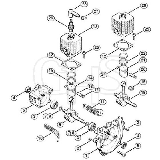 Genuine Stihl FS52 / A - Crankcase, Cylinder