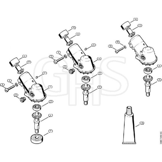 Genuine Stihl FS550 / N - Gear head (29.2002),  1 48 729 574 (02.2001)