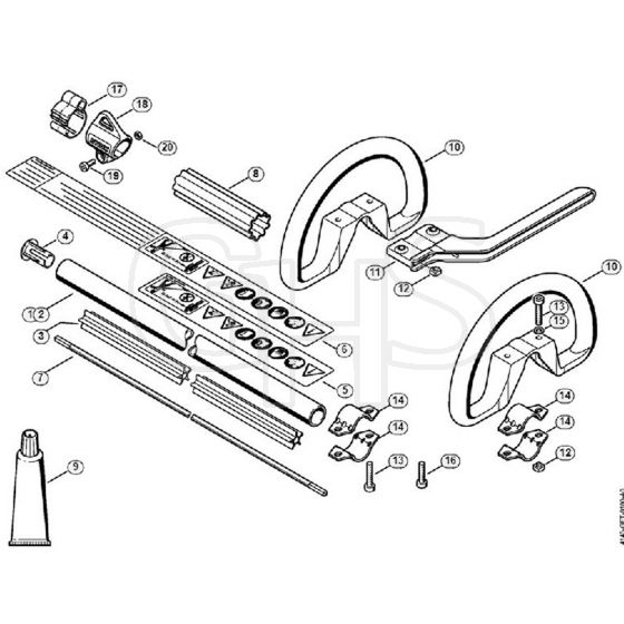 Genuine Stihl FS55 2-MIX / AB - Drive tube assembly FS 55, Loop handle