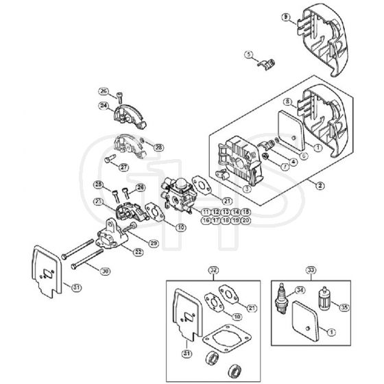 Genuine Stihl FS55 2-MIX / L - Air filter, Spacer flange