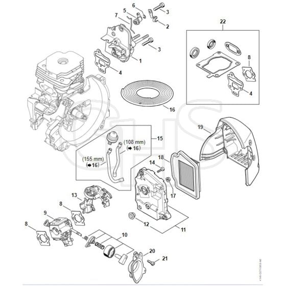 Stihl FS561 C-EM - Spacer Flange, Air Filter, Filter Housing - Parts Diagram