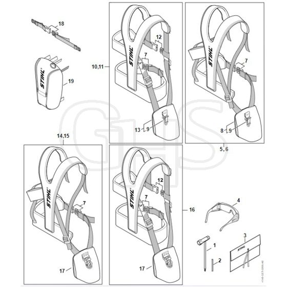 Stihl FS561 C-EM - Tools, Full Harness - Parts Diagram