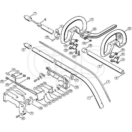 Genuine Stihl FS66 / H - Drive tube assembly, Loop handle