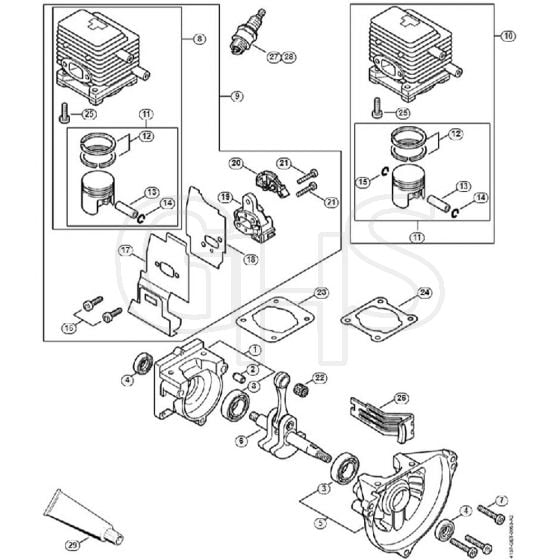 Genuine Stihl FS80 / A - Crankcase, Cylinder