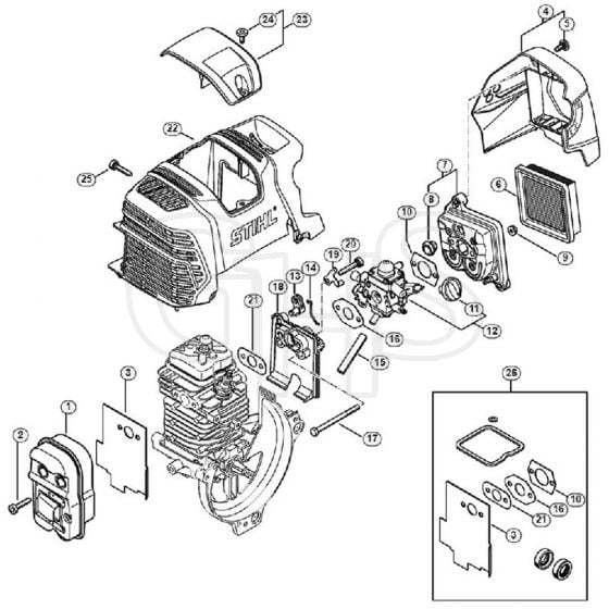 Genuine Stihl FS91 / C - Muffler, Air filter