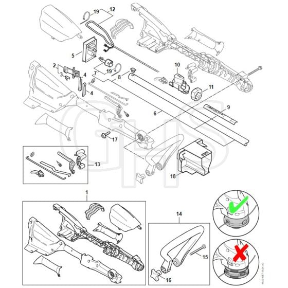 Stihl FSA57 - Handle Housing, Drive Tube Assembly - Parts Diagram