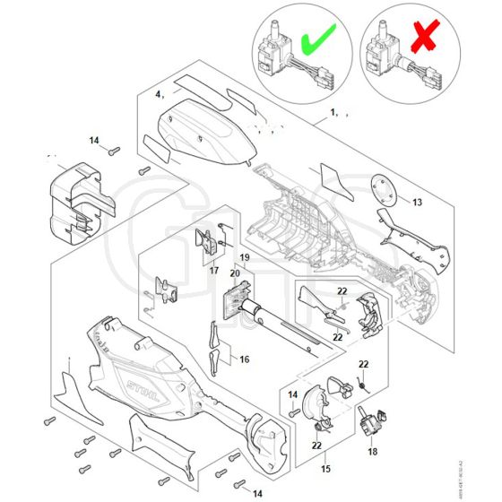 Stihl HLA66 - Handle Housing, Cover ⇥ 443381483 - Parts Diagram