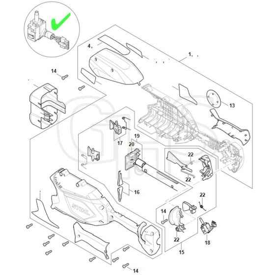Stihl HLA66 - Handle Housing, Cover ⇤ 443397592 - Parts Diagram