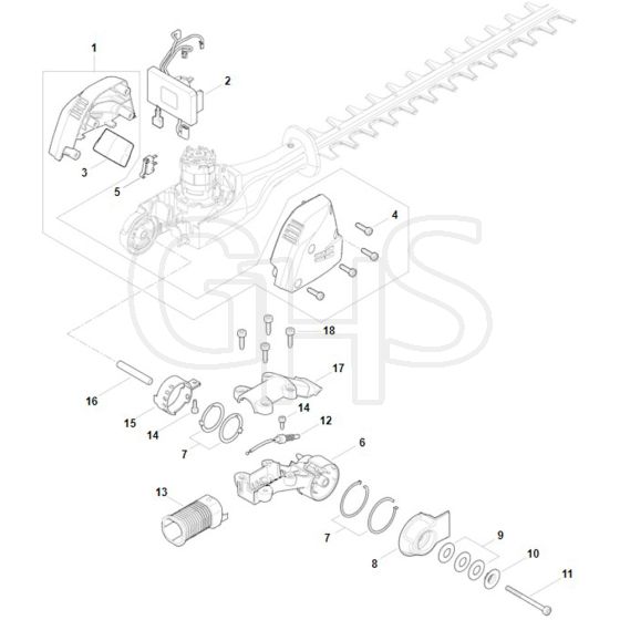 Stihl HLA66 - Motor Housing, Electronic Module - Parts Diagram