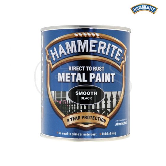 Hammerite Direct to Rust Smooth Finish Metal Paint Black 750ml - 5092966