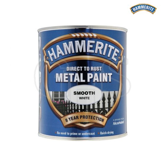 Hammerite Direct to Rust Smooth Finish Metal Paint White 750ml - 5092956