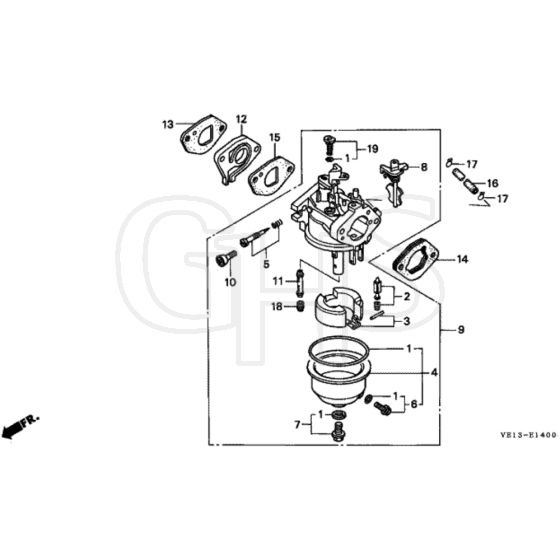 Honda HRB215 - PXC - MZBA 6000001-6099999 Carburettor Diagram