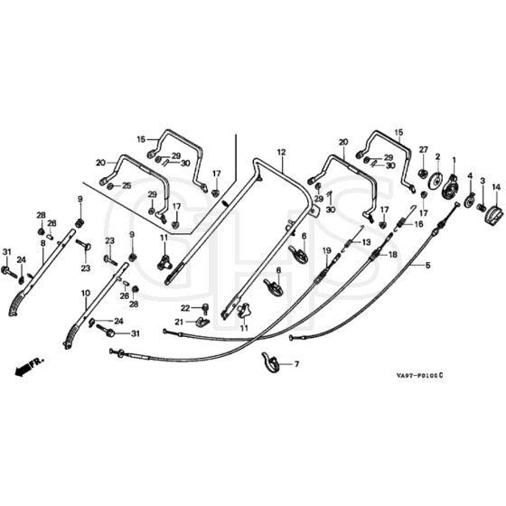 Honda HRB423 - PDE - MZBC 8000001-8099999 Handle Pipe Diagram