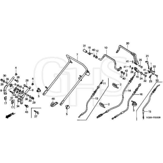 Honda HRB425C1 - PXE - MZCF 8100001-8499999 Handle Pipe Diagram