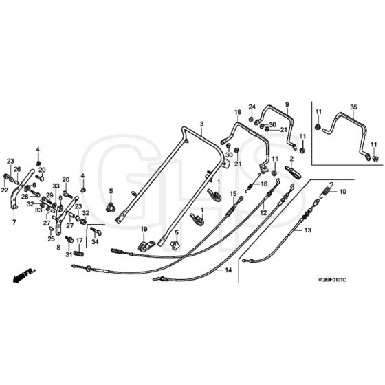 Honda HRB425C - QDE/A - MZCF 8500001-9999999 Handle Pipe Diagram