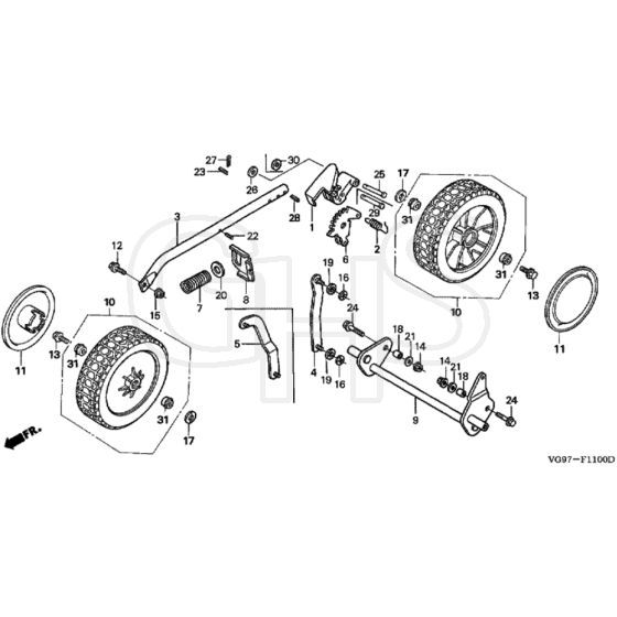 Honda HRB475C - PDEE - MZCE 8000001-8999999 Front Wheel Diagram