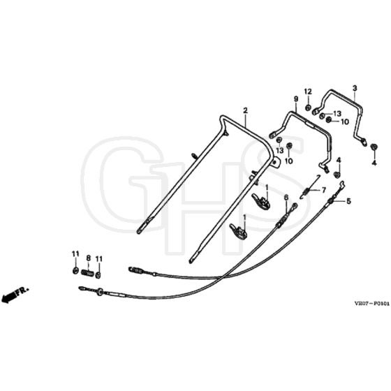 Honda HRB475K2 - SME - MZAZ 8200001-8299999 Handle Pipe Diagram