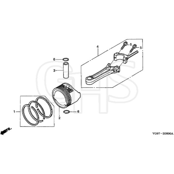 Honda HRB476C1 - PXE - MZCD 8100001-8123431 Piston/Connecting Rod Diagram