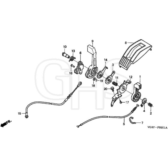 Honda HRB476C - HXE - MZCD 8000001-8099001 Throttle Lever Diagram