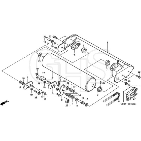 Honda HRB476C - QXE - MZCD 8000001-8099001 Rear Roller Diagram