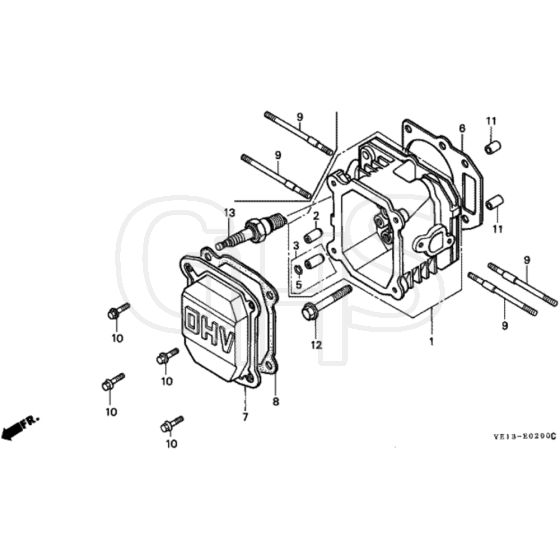 Honda HRB535 - SXG - MZBA 6000001-6099999 Cylinder Head Diagram