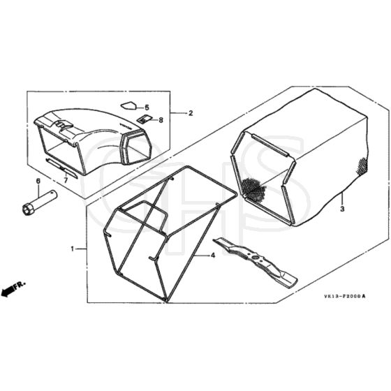 Honda HRB535 - SXG - MZBA 6000001-6099999 Grass Bag Diagram