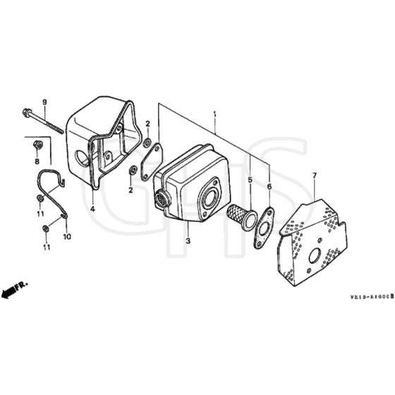 Honda HRB535 - SXG - MZBA 6000001-6099999 Muffler Diagram