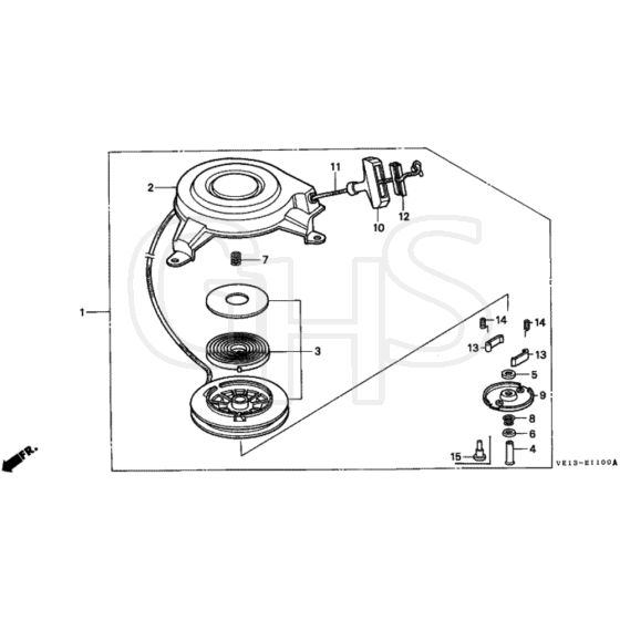 Honda HRB535 - SXG - MZBA 6000001-6099999 Recoil Starter Diagram