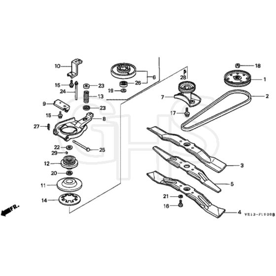 Honda HRB535 - SXG - MZBA 6000001-6099999 Rotary Blade Diagram