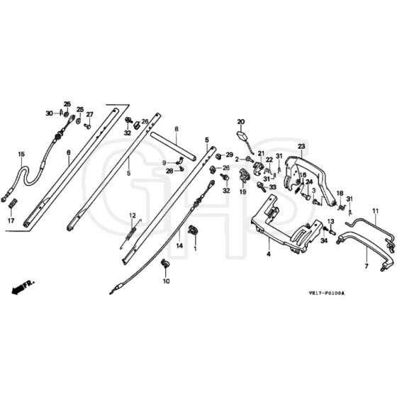Honda HRB535K2 - SXE - MZBA 6200001-6299999 Handle Pipe Diagram