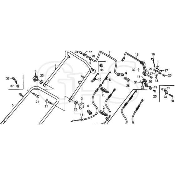 Honda HRB536C1 - HXE - MZCB 6100001-6199999 Handle Pipe Diagram