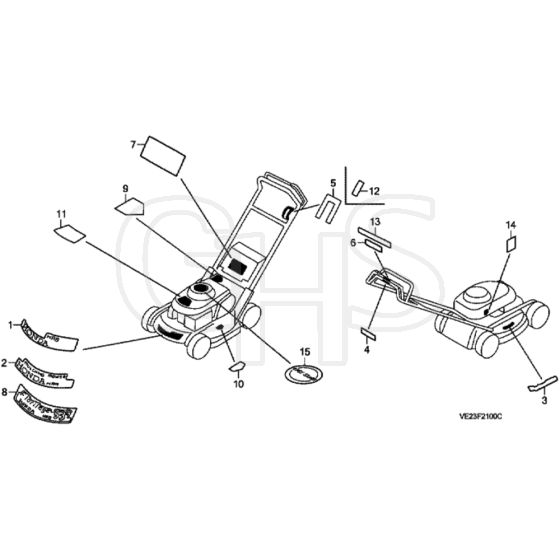 Honda HRB536C - HXE - MZCB 6000001-6099999 Label 2 Diagram