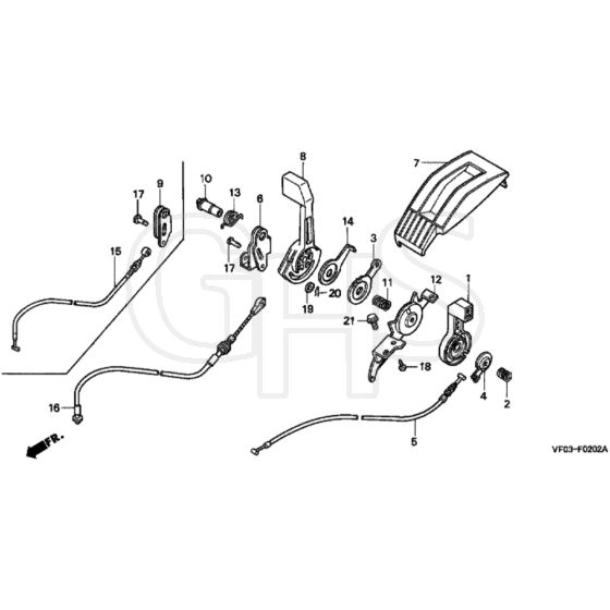 Honda HRD535 - HXE - MZBM 8000001-8099999 Throttle Lever Diagram