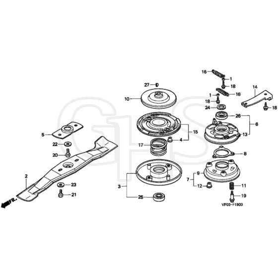 Honda HRD535 - QME - MZBM 8000001-8099999 Rotary Blade Diagram